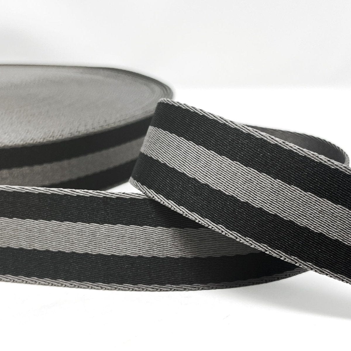 Pound A Metre Per Metre Stripe Webbing, 40mm - (Black & Grey)