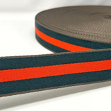 Pound A Metre Per Metre Stripe Webbing, 40mm - (Emerald & Orange)