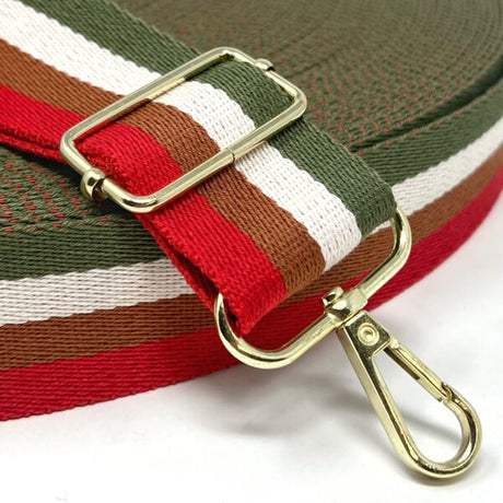 Per Metre Stripe Webbing, 40mm - (Red, Naturals & Green) - Pound A Metre
