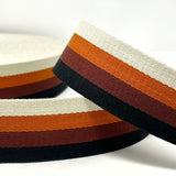 Per Metre Stripe Webbing, 50mm - (Black, Coffee & Caramel) - Pound A Metre