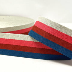 Per Metre Stripe Webbing, 50mm - (Blue, Pink & Naturals) - Pound A Metre