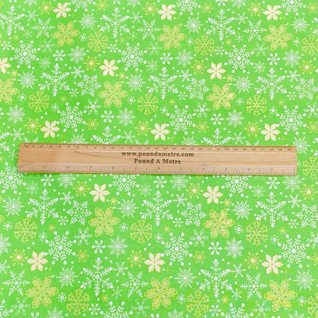 Pound A Metre Per Metre Per Metre Super Soft Christmas Print Poplin Cotton - 45" Wide (Stars Green)