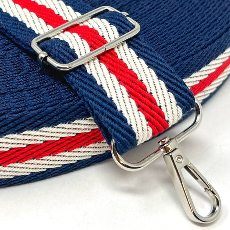 Per Metre Textured Stripe Webbing, 40mm - (Red & Navy) - Pound A Metre