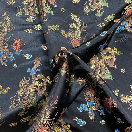 Pound A Metre Per Metres Oriental Chinese Brocade - 45" Wide - (Black)