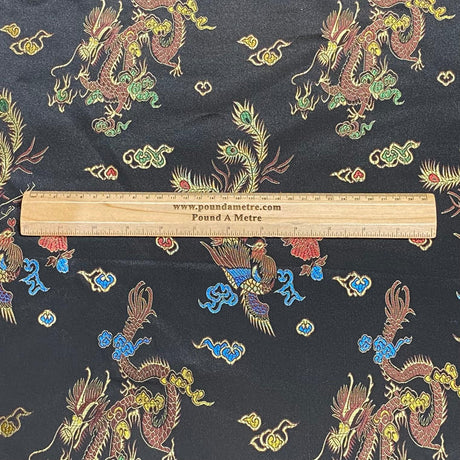 Pound A Metre Per Metres Oriental Chinese Brocade - 45" Wide - (Black)