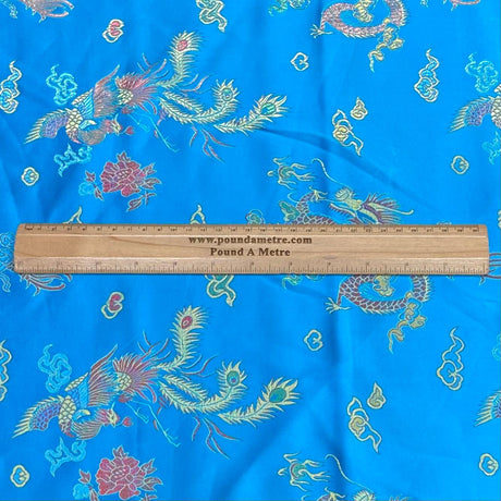 Pound A Metre Per Metres Oriental Chinese Brocade - 45" Wide - (Blue)