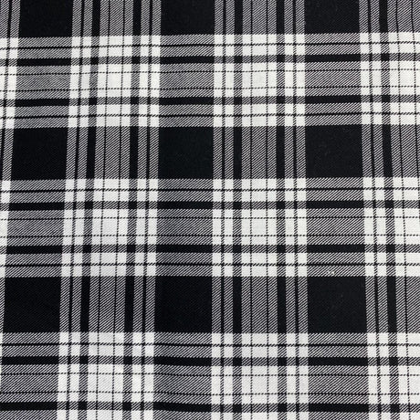 Pound A Metre Per Metre Per Metres Premium Poly-Viscose Tartan 60" Wide (Black & White)