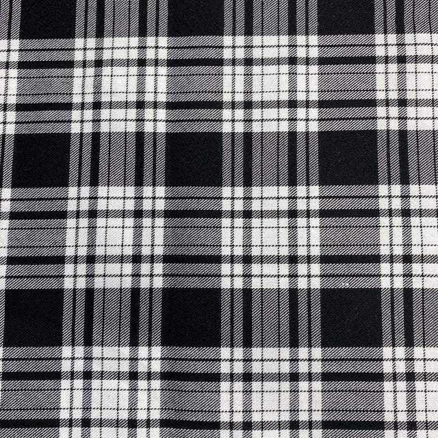 Pound A Metre Per Metre Per Metres Premium Poly-Viscose Tartan 60" Wide (Black & White)
