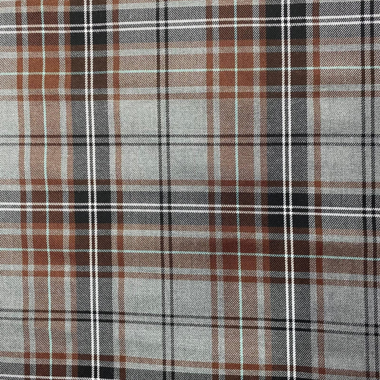 Pound A Metre Per Metre Per Metres Premium Poly-Viscose Tartan 60" Wide (Brown)