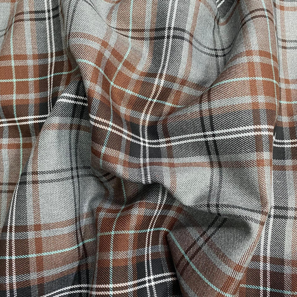 Pound A Metre Per Metre Per Metres Premium Poly-Viscose Tartan 60" Wide (Brown)