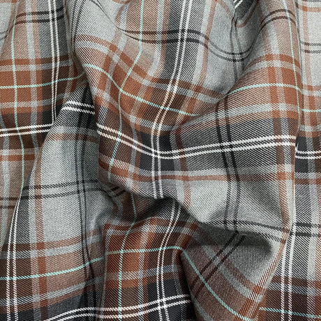 Pound A Metre Per Metre Per Metres Premium Poly-Viscose Tartan 60" Wide (Brown)