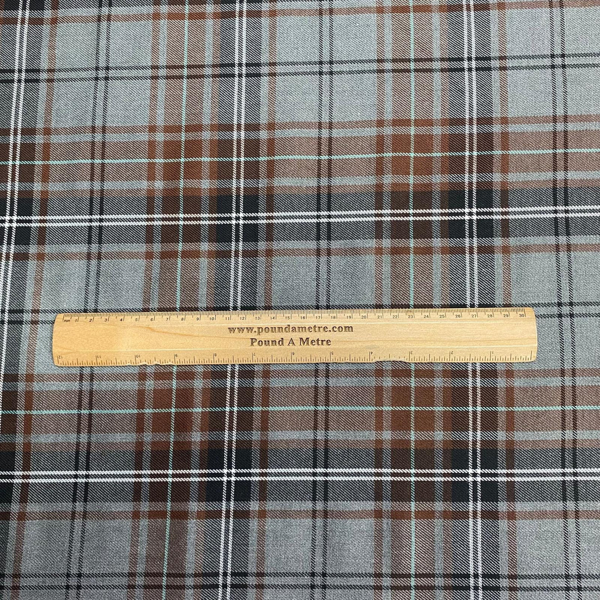 Pound A Metre Per Metre Per Metres Premium Poly-Viscose Tartan 60" Wide (Brown)