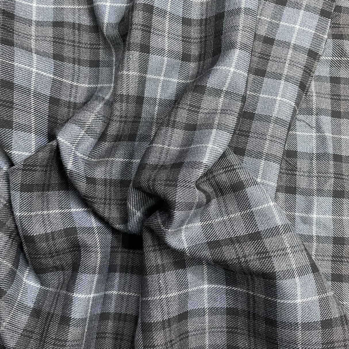 Pound A Metre Per Metre Per Metres Premium Poly-Viscose Tartan 60" Wide (Grey)
