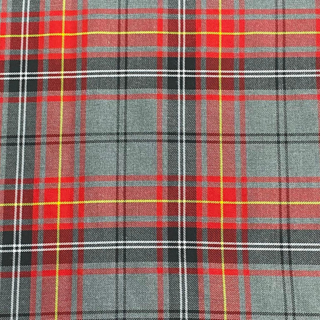 Pound A Metre Per Metre Per Metres Premium Poly-Viscose Tartan 60" Wide (Grey & Red)