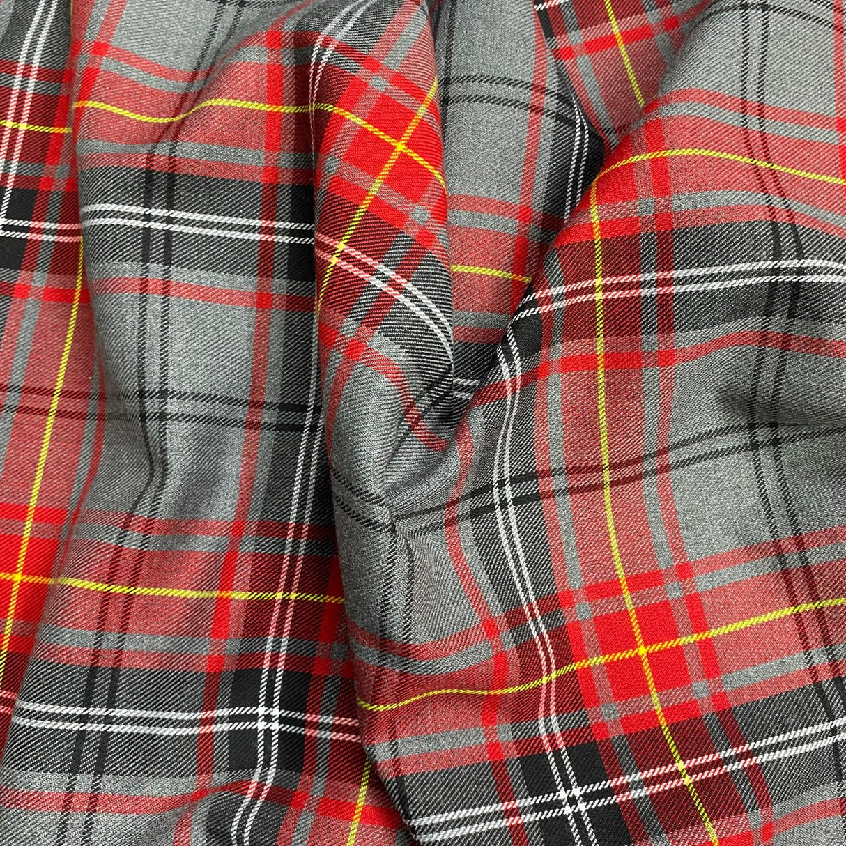 Pound A Metre Per Metre Per Metres Premium Poly-Viscose Tartan 60" Wide (Grey & Red)