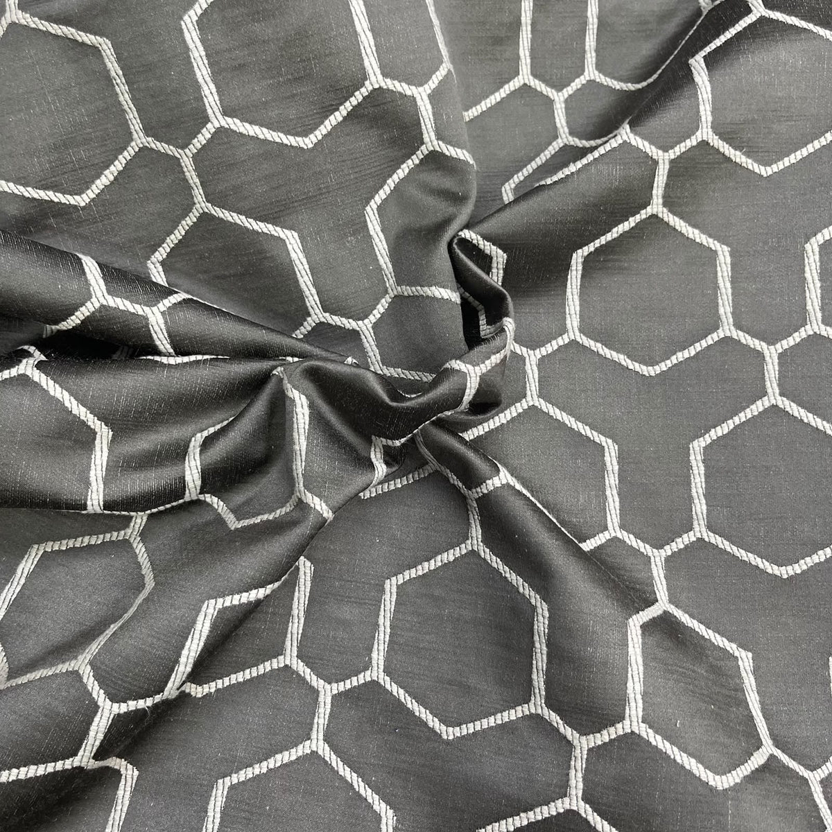 Pound A Metre Premium Furnishing Fabric – 55” Wide - (Grey Hexagon)