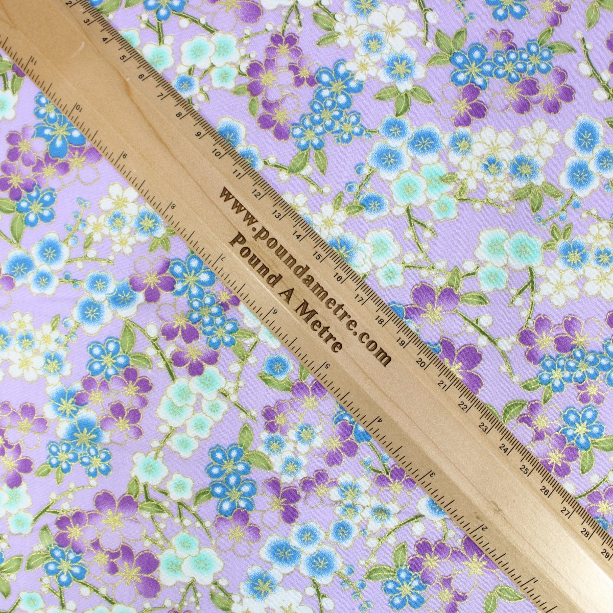 Premium Quality 100% Oriental Foil Cotton - Blossom - 55" Wide Lilac - Pound A Metre
