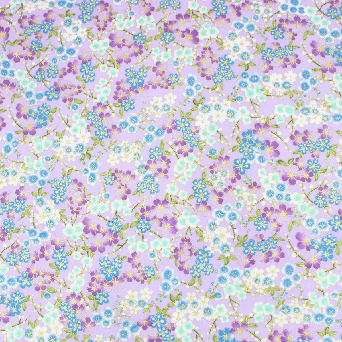 Pound A Metre 1 Metre Premium Quality 100% Oriental Foil Cotton - Blossom - 55" Wide Lilac