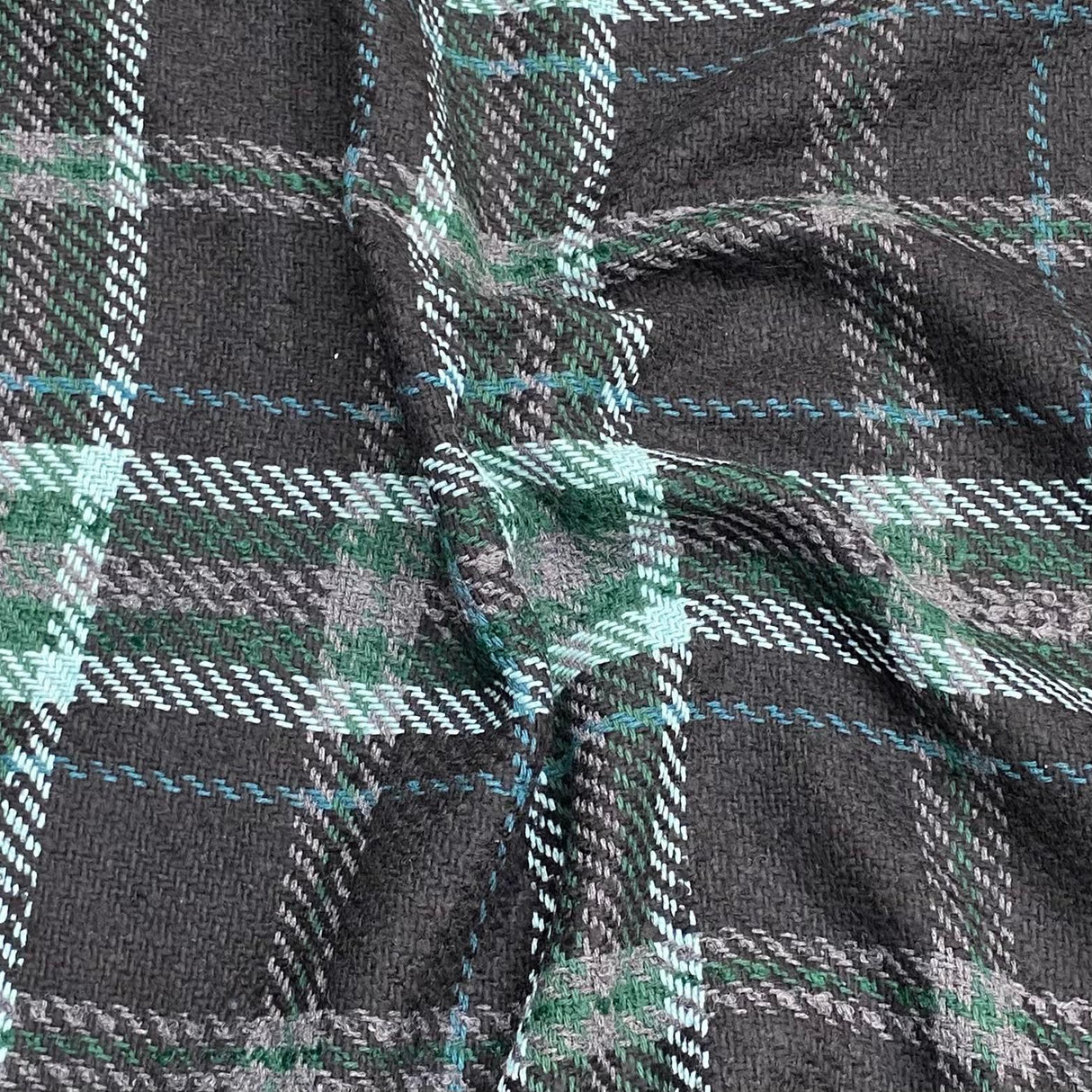 Pound A Metre Premium Wool Rich Fabric 55" Wide (Black & Green)