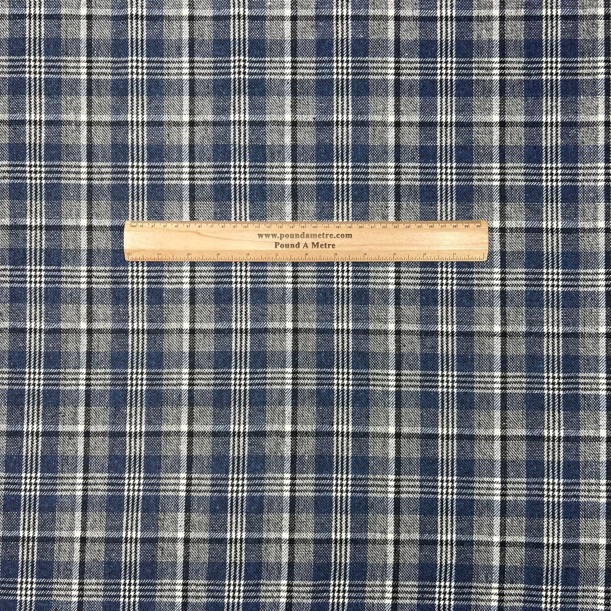 Pound A Metre Premium Wool Rich Fabric 55" Wide (Blue Checks)