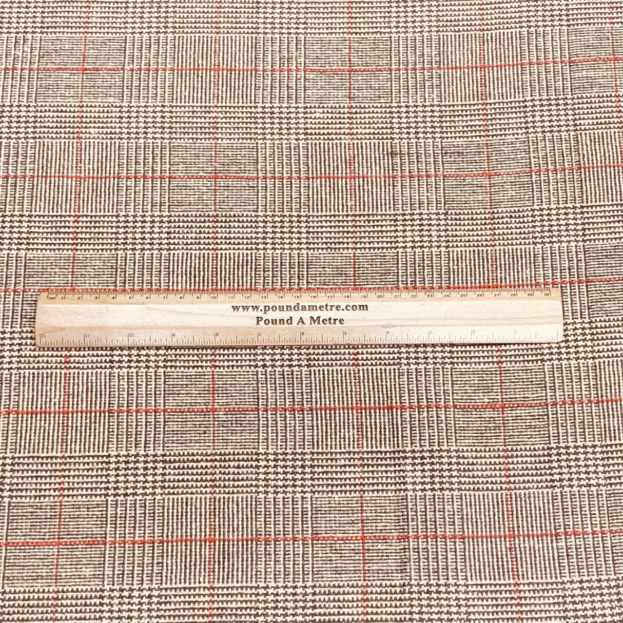 Pound A Metre Premium Wool Rich Fabric 55" Wide (Brown Checks)