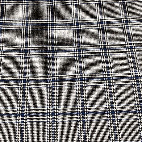 Pound A Metre Premium Wool Rich Fabric 55" Wide  (Glen Check Black & Blue)