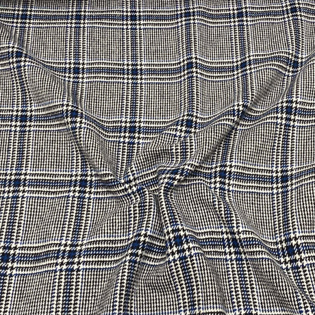Pound A Metre Premium Wool Rich Fabric 55" Wide  (Glen Check Black & Blue)