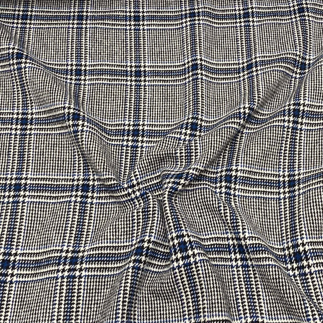 Pound A Metre Premium Wool Rich Fabric 55" Wide  (Glen Check Black & Blue)