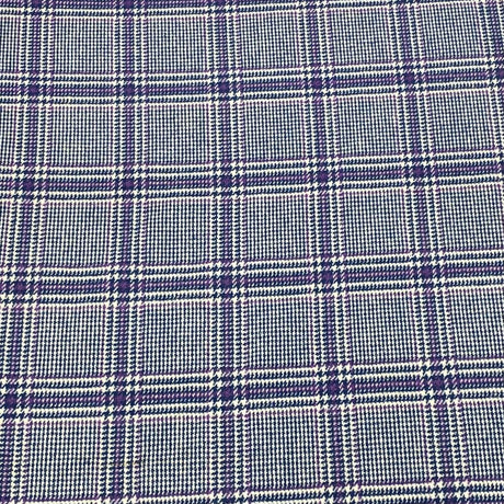 Pound A Metre Premium Wool Rich Fabric 55" Wide (Glen Check Blue & Purple)