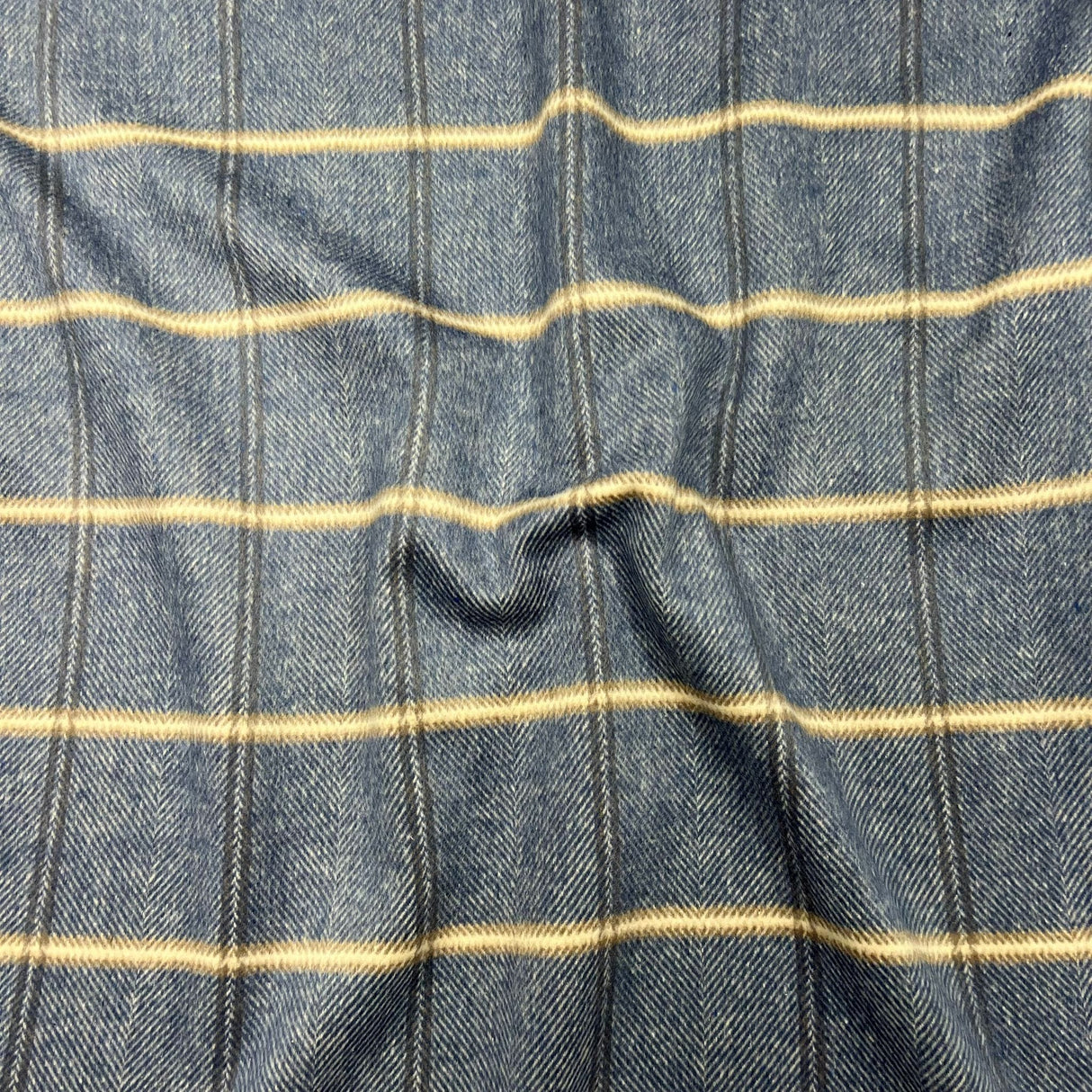 Pound A Metre Premium Wool Rich Fabric 55" Wide  (Navy & Brown)