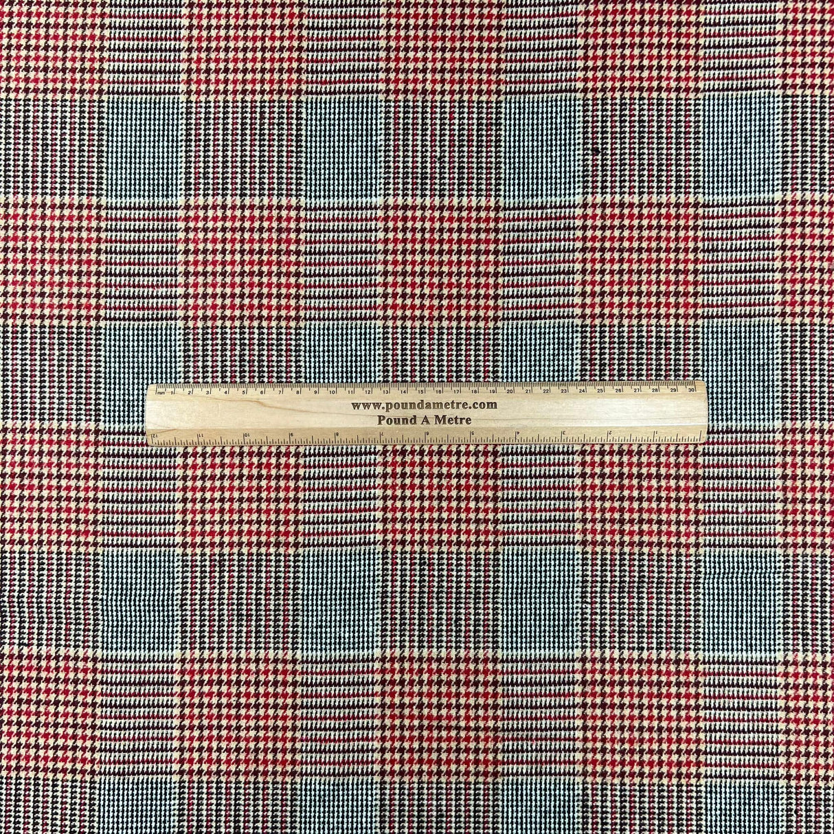 Pound A Metre Premium Wool Rich Fabric 55" Wide  (Red Checks)