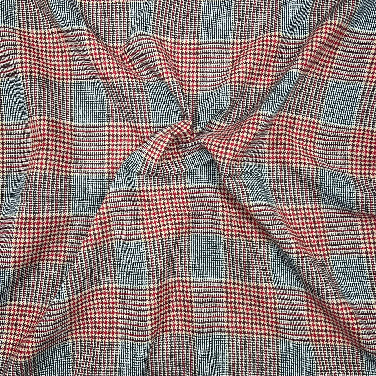 Pound A Metre Premium Wool Rich Fabric 55" Wide  (Red Checks)