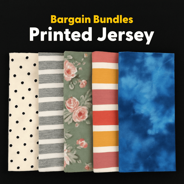 Pound A Metre 15 metres (5 x 3 metres) Printed Jersey Fabric Bargain Bundle (15 Metres)