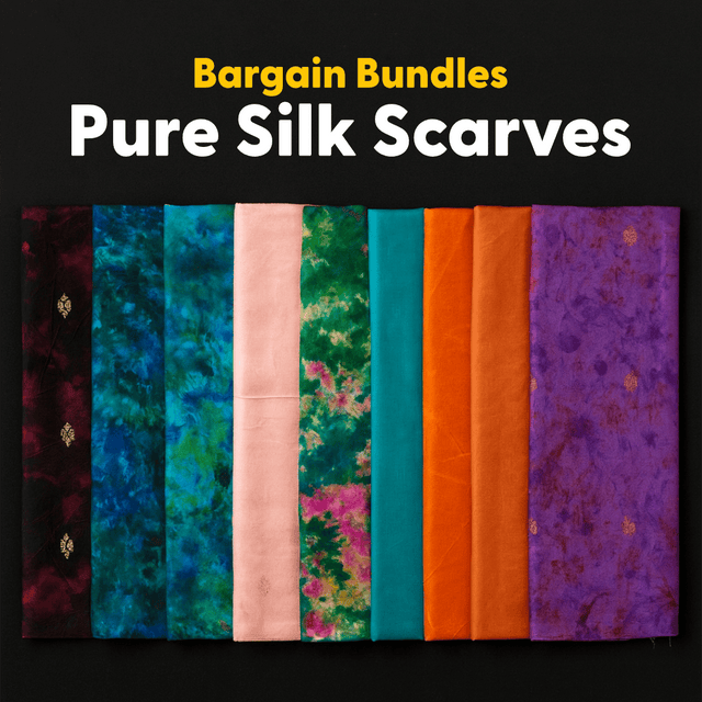 Pound A Metre 20 Scarves Pure Silk Scarves Bargain Bundle (20 scarves)