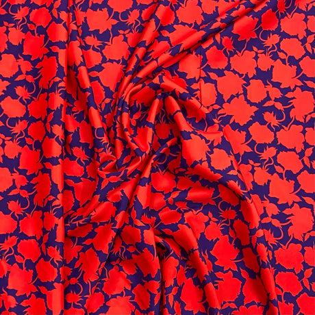 Pound A Metre Soft Touch Japanese Printed Crepe - 45" Wide (Red & Navy)