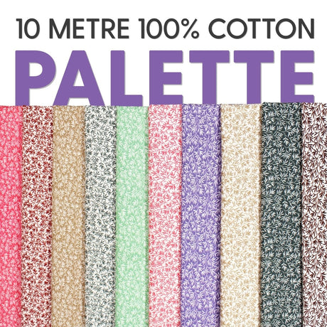 Pound A Metre 10 x 1 Metre 10 Metre Detailed Fern Palette 100% Cotton Bundle