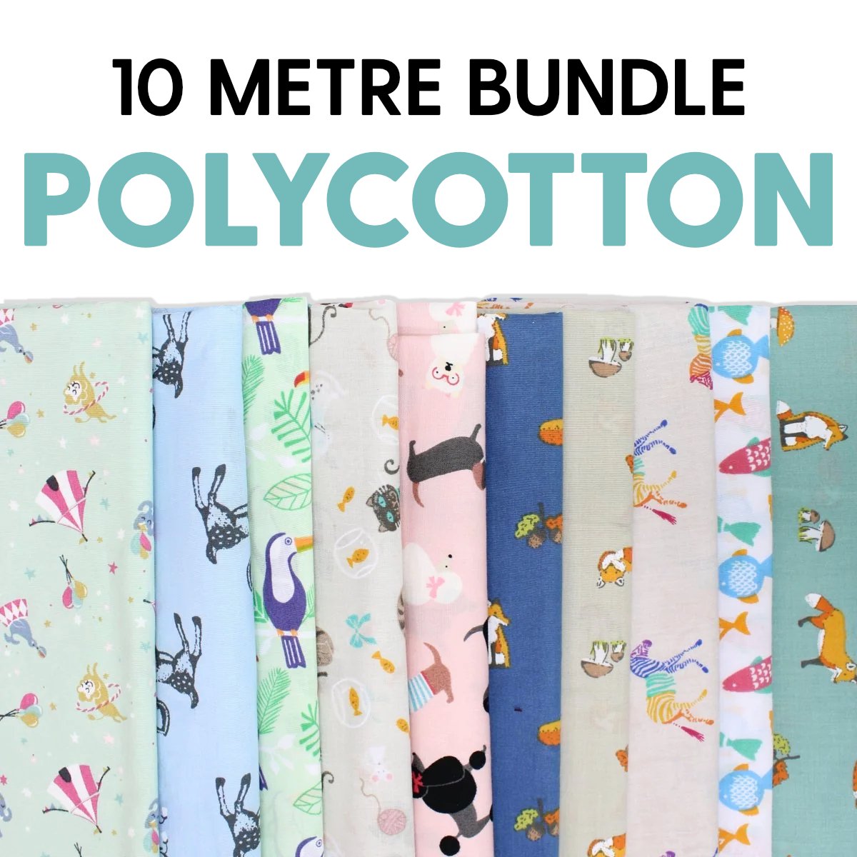 10 Metre Polycotton Fabric Bundle- Animals & Pets - Pound A Metre