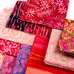 10 Piece Bali Batik Fat Quarter Bundle- 100% Cotton (Pinks) (Designs Vary) - Pound A Metre