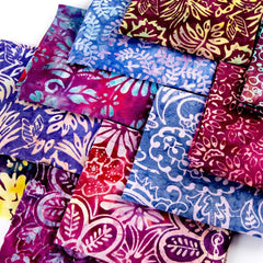 10 Piece Bali Batik Fat Quarter Bundle- 100% Cotton (Purples) (Designs Vary) - Pound A Metre
