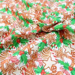 100% Digital Quilting Cotton, Festive Collection, 'Ginger-Bread Party', 44" Wide - Pound A Metre