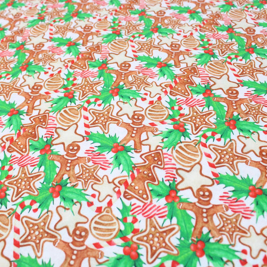 100% Digital Quilting Cotton, Festive Collection, 'Ginger-Bread Party', 44" Wide - Pound A Metre