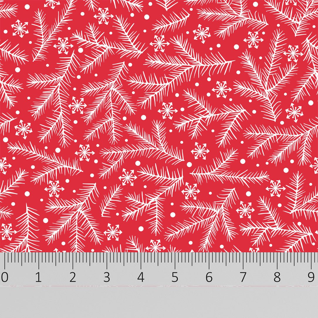 100% Digital Quilting Cotton, Festive Collection 'Snow Branches' 44" Wide - Pound A Metre