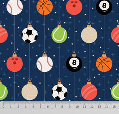 100% Digital Quilting Cotton, Festive Collection 'Sport Bauble' 44" Wide - Pound A Metre