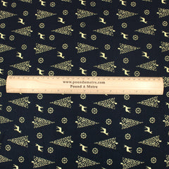 100% Digital Quilting Cotton, Festive Gold Foil Collection 44" Wide Black - Pound A Metre