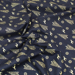 100% Digital Quilting Cotton, Festive Gold Foil Collection 44" Wide Black - Pound A Metre