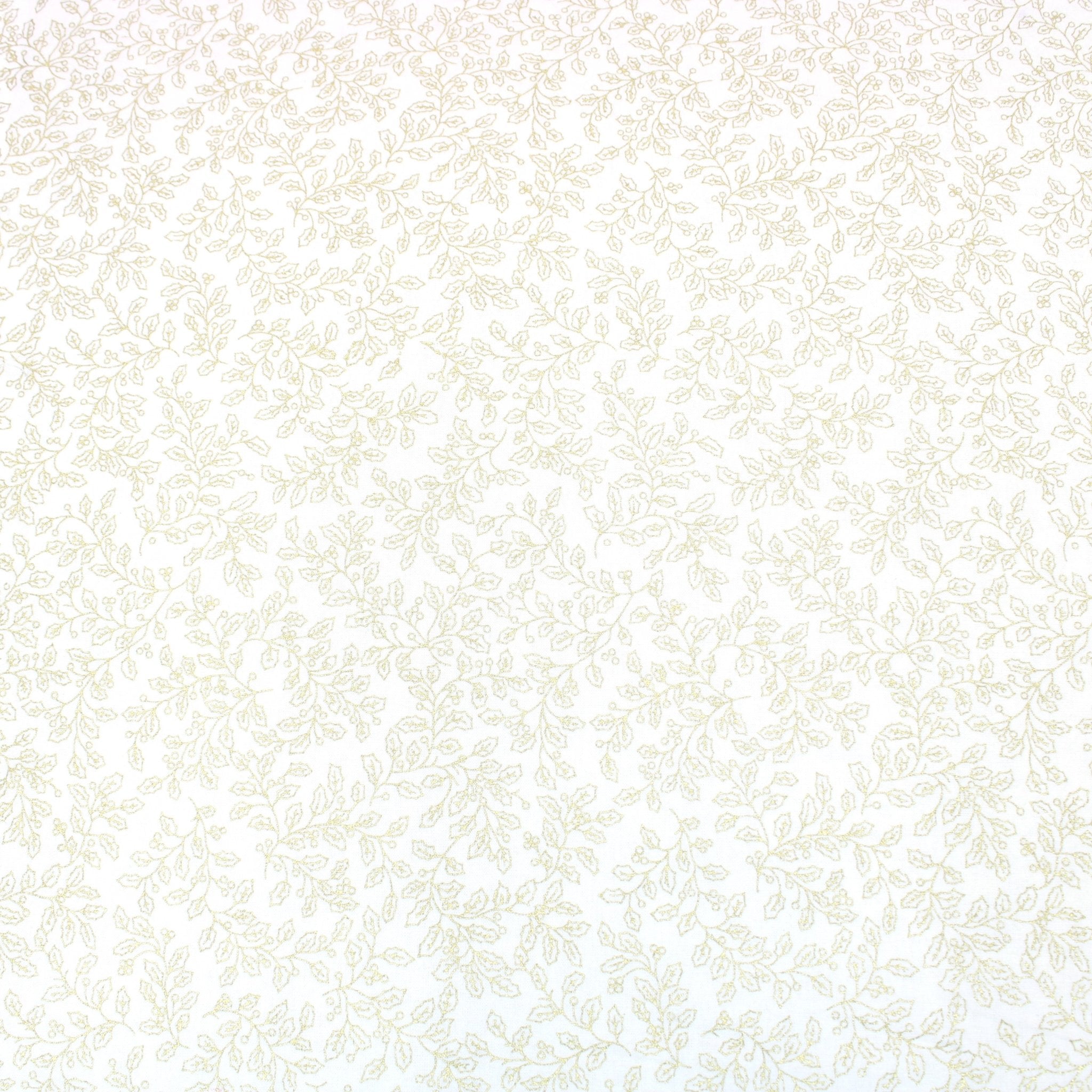 100% Digital Quilting Cotton, Festive Gold Foil Collection 44" Wide Ivory - Pound A Metre