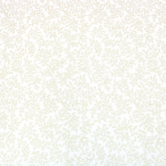 100% Digital Quilting Cotton, Festive Gold Foil Collection 44" Wide Ivory - Pound A Metre