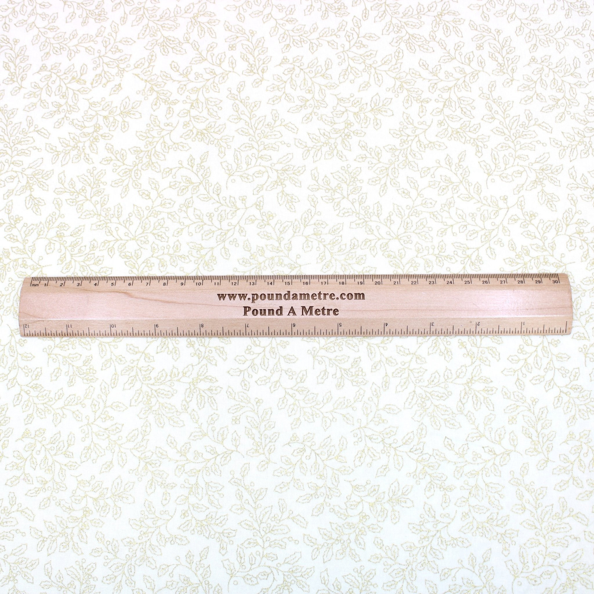 100% Digital Quilting Cotton, Festive Gold Foil Collection 44" Wide Ivory - Pound A Metre