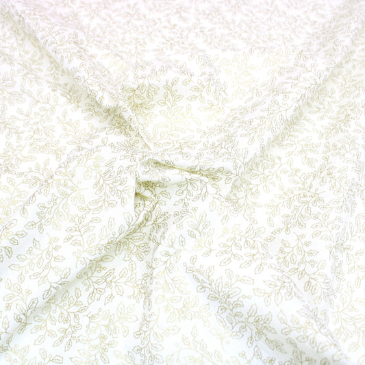 100% Digital Quilting Cotton, Festive Gold Foil Collection 44" Wide Ivory - Pound A Metre