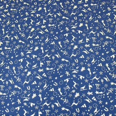 100% Digital Quilting Cotton, Festive Gold Foil Collection 44" Wide Navy - Pound A Metre